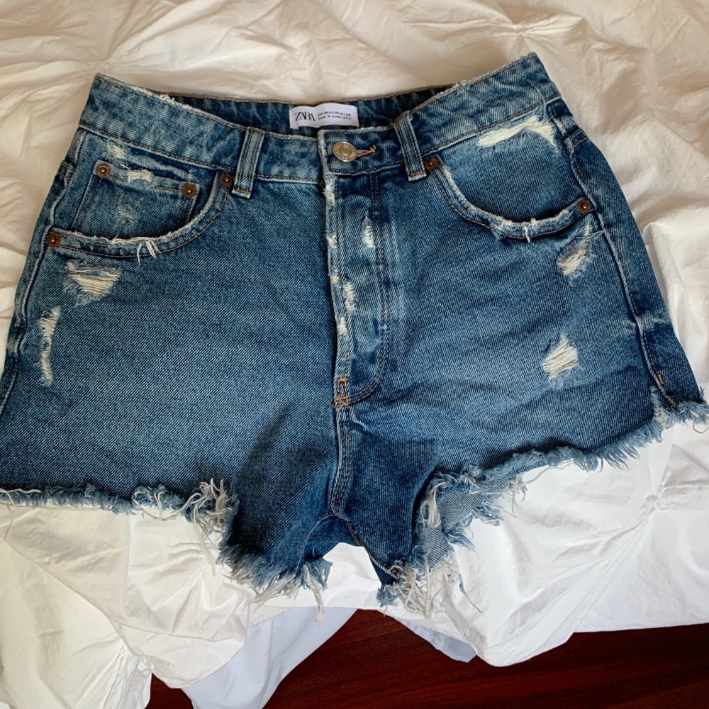 Zara high rise denim shorts